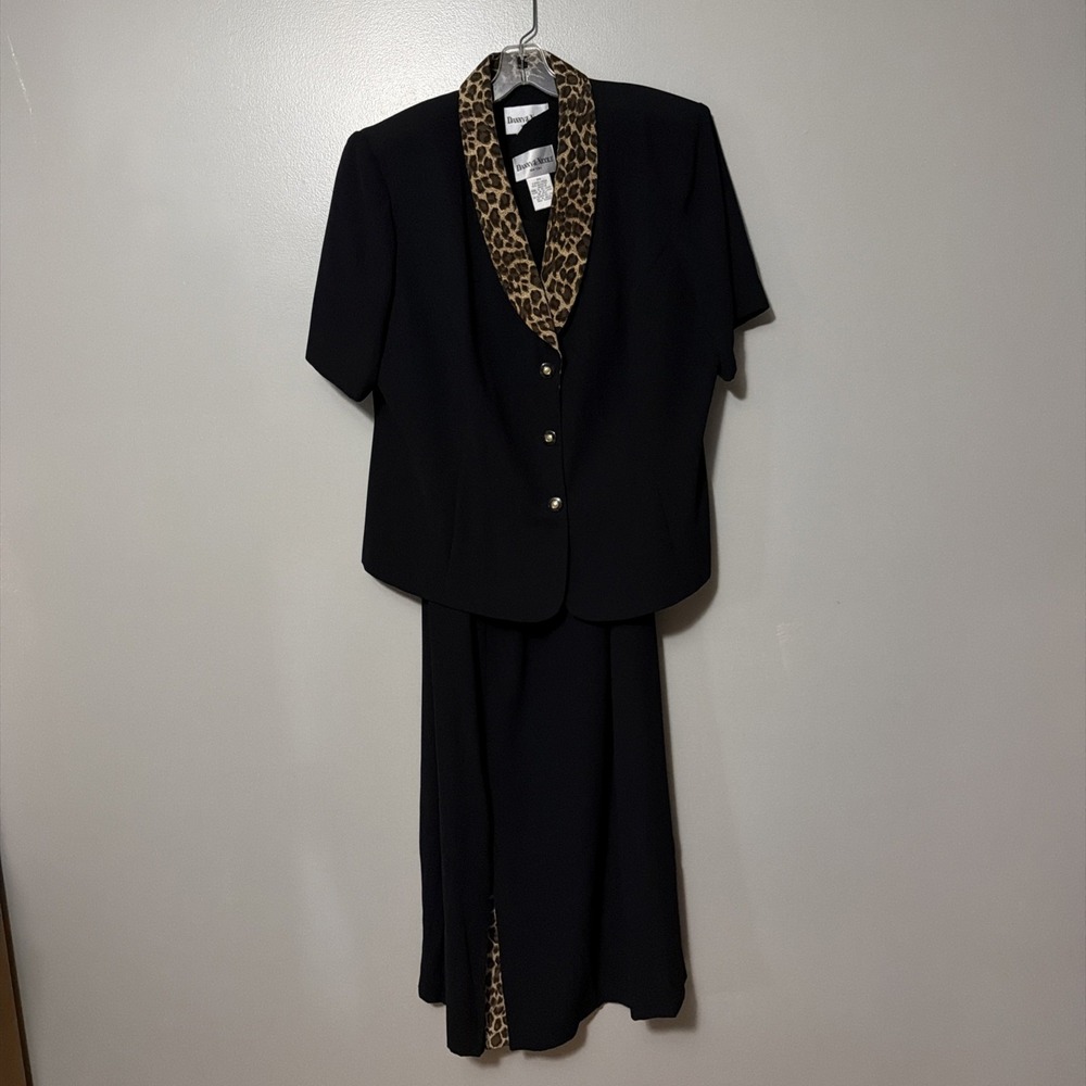 Danny & Nicole Black with Leopard trim Dress and jacket 2-piece 22W Mobwife